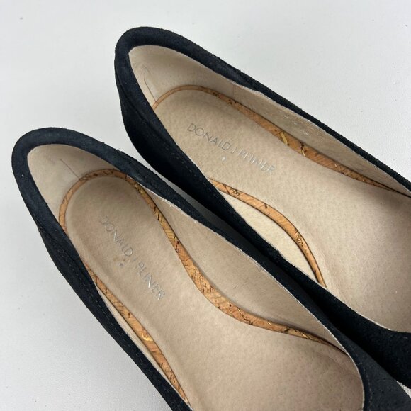 Donald J Pliner Womens Julie Black Suede Ballet Flat Cork Toe Low Wedge size 6.5 - Picture 11 of 15